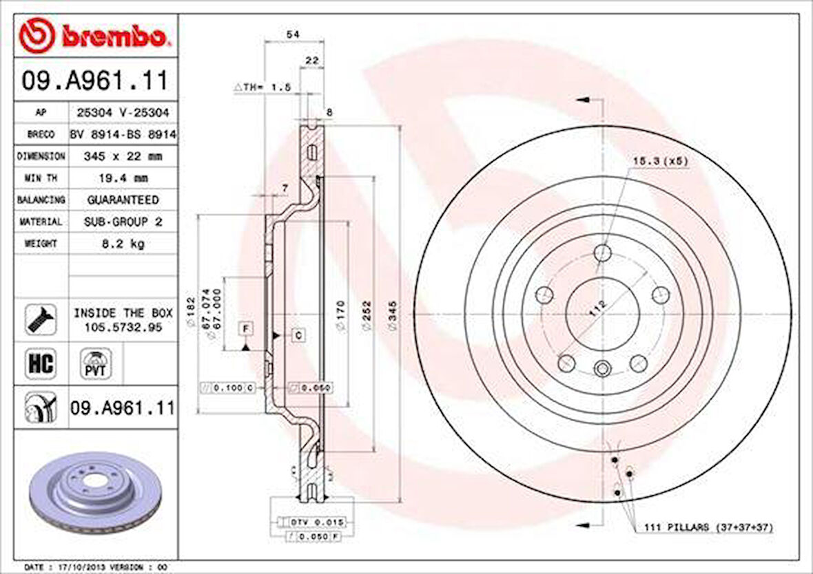 FREN DISKI ARKA 4-matic MERCEDES W166 X166 C292