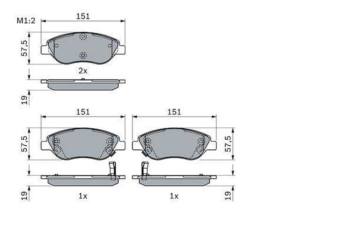 ON BALATA FIAT EGEA 15 1.4 1.5 T4 HIBRIT 1.6 D K:19 MM G:151.1 MM BÜYÜK TİP