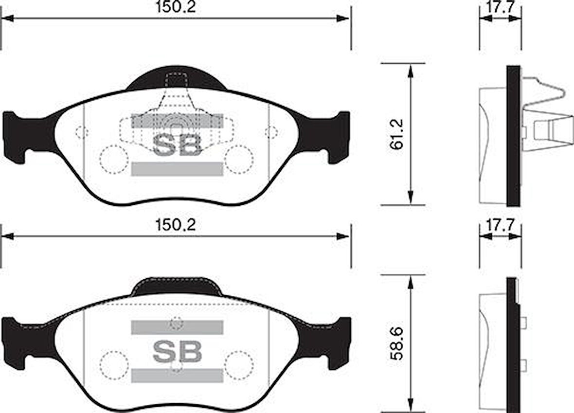 ÖN FREN BALATA FORD FIESTA 1.25L 1.3L 1.4L 1.6L JH JD 02-08 / FUSION 1.25L 1.3L 1.4L 1.6L JU 02-12 / FORD KA 1.6L RB 01-08 / MAZDA 121 1.3L 96-03