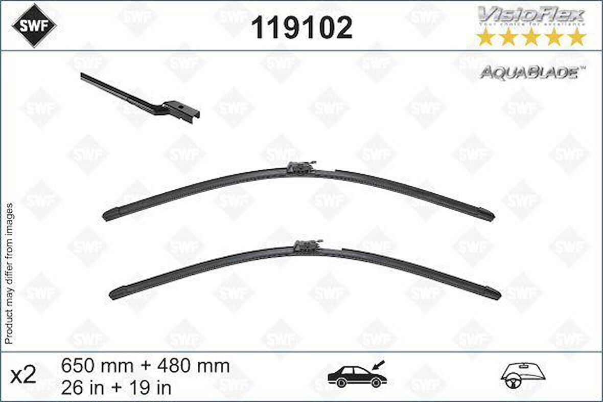 SWF AQUABLADE FLAT BLADE X2 650 480 MM VOLVO XC60 17 SWF MUZ TİPİ SİLECEK BİNEK