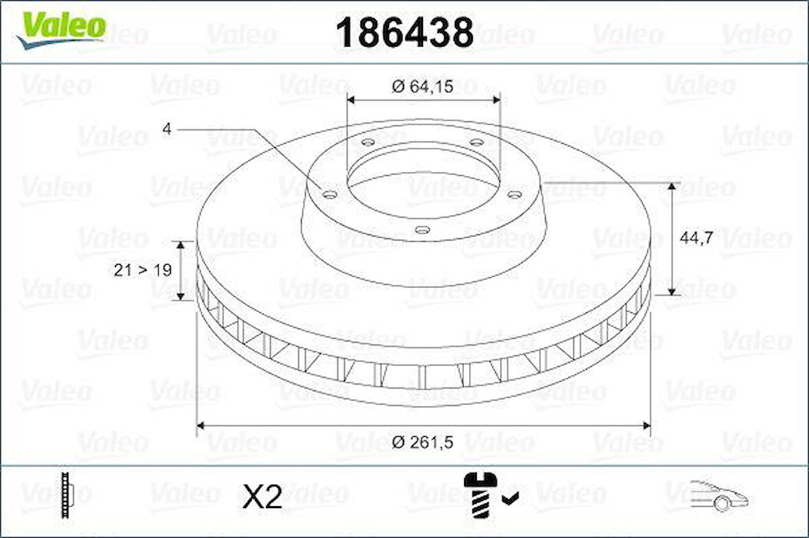 ÖN ÖN FREN AYNASI CIVIC IV V VI 1.4 1.5-1.6VTEC 1.7 90/05 ROVER 200 400 25 45 262x21x4DLxHAVALI