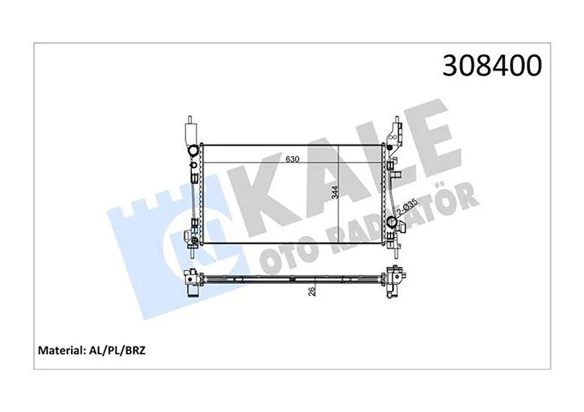 RADYATÖR FIORINO 08 1.3MTJ MEK AC 630X344X26