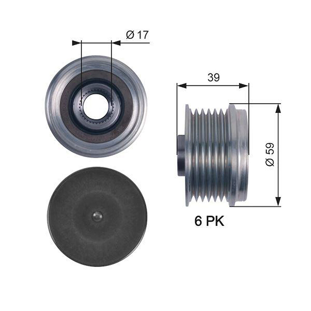 ŞARJ DİNAMO ALTERNATÖR KASNAĞI ASTRA H-CORSA C-D-COMBOC-D-MERIVA-TIGRA-DOBLO-FIORINO-PUNTO-PALIO- 1.0-1.2-1.4-1.3 CDTI