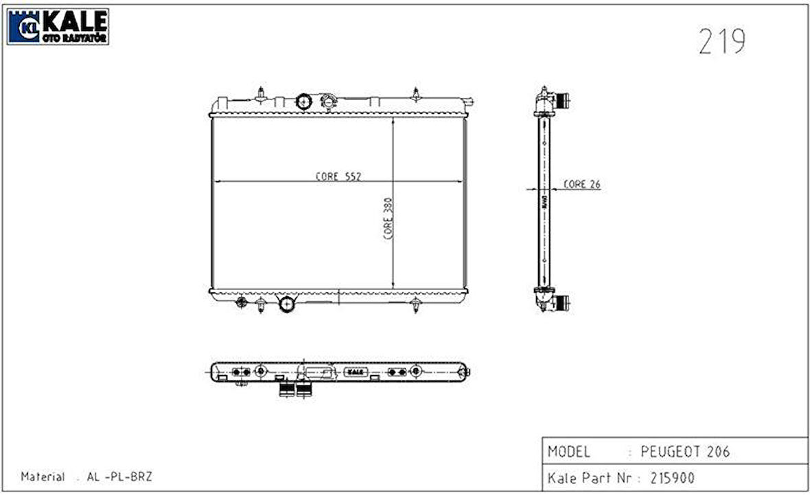 RADYATÖR P206 2.0 HDİ 1 SIRA ALB SİSTEM