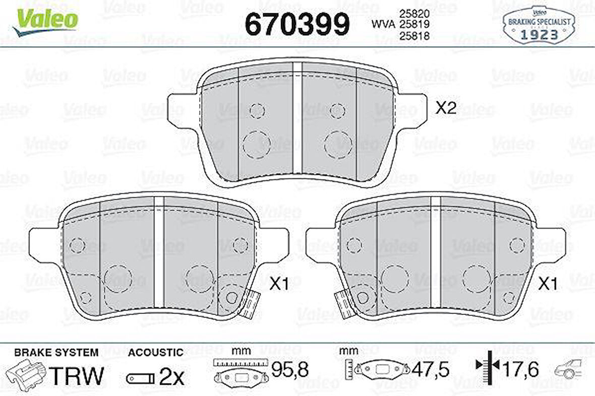 ARKA FREN BALATASI OPEL CORSA E 14 19 ADAM 14 19 15 JANT RPO J67 FIAT EGEA 16 500L 13 264mm