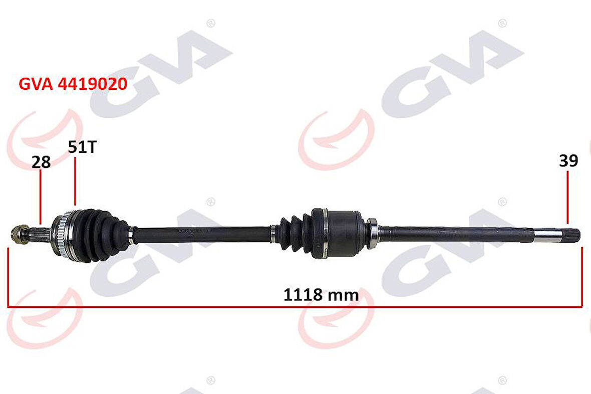 AKS KOMPLE ÖN SAĞ RENAULT MASTER II 98 06 OPEL MOVANO A 98 01 1.9dCi 2.2dCi 2.5dCi 2.8dCi 51DİŞ 1118mm