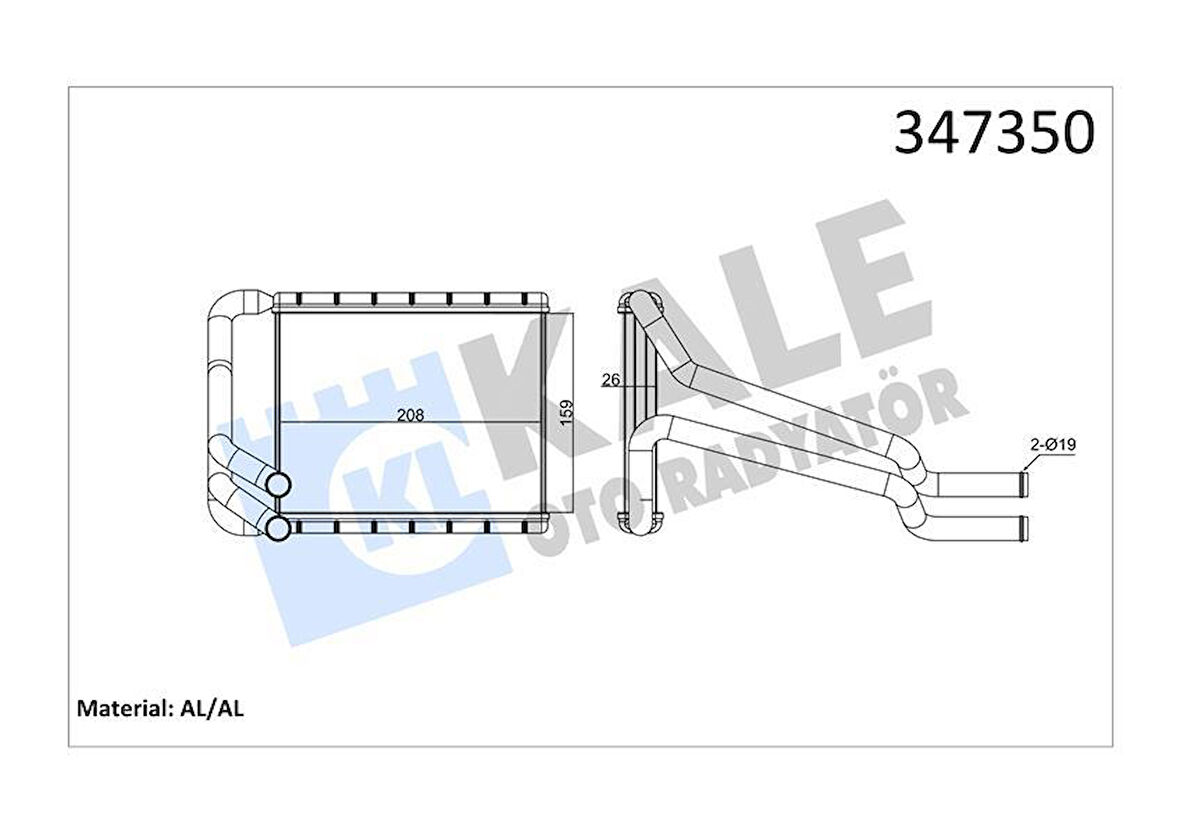 KALORİFER RADYATÖRÜ HYUNDAI i30 1.6L G4FD GDİ 11-16 / 1.6L D4FB CRDi dizel 11- / KIA CEED 1.6L G4FJ T-GDI 13- / 1.6L D4FB CRDi dizel 11- / CERATO 1.6L G4FG 12-17 - ALEMİNYUM
