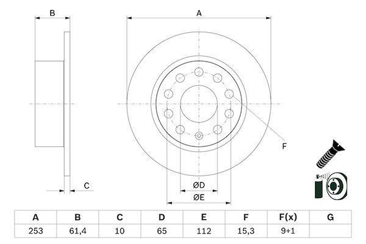 FREN DİSKİ ARKA SKODA OCTAVIA III 12 20 253x10x61.4