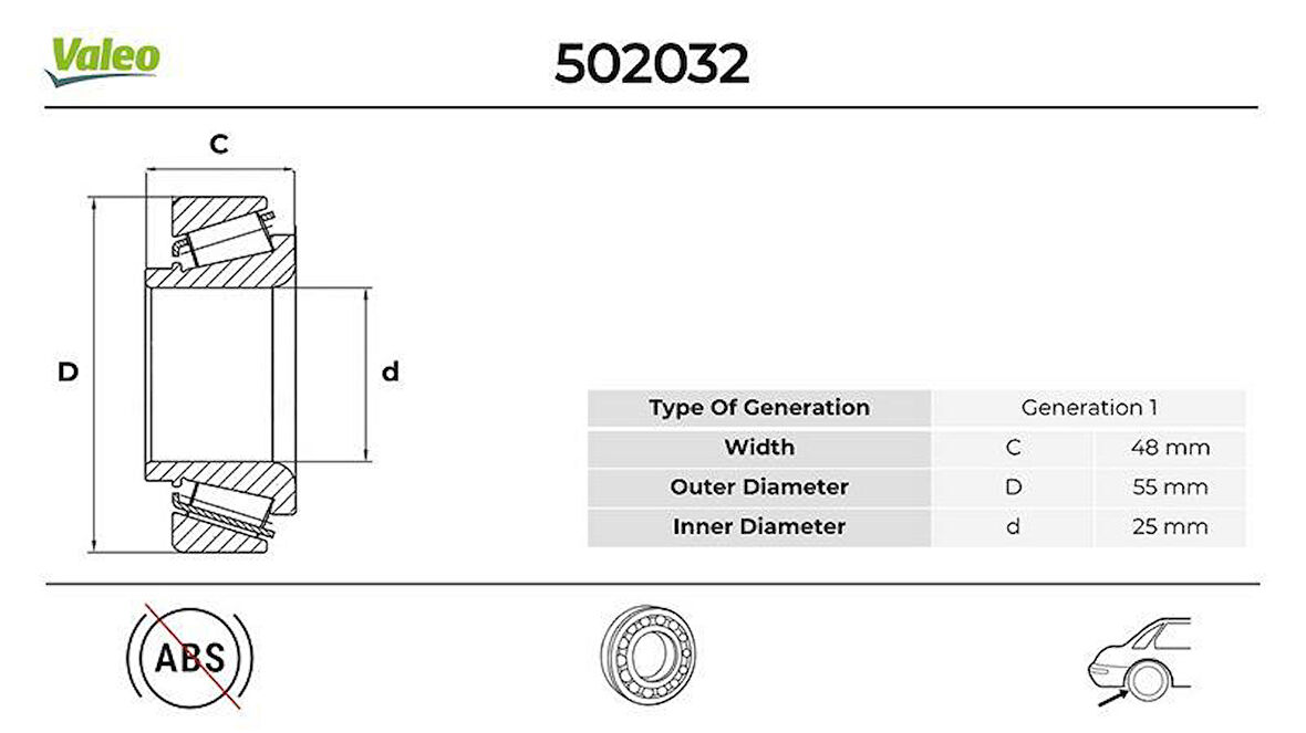 ARKA TEKER RULMANI RENAULT MEGANE II 02 SCENIC II 02 GRAND SCENIC II 02 48x25x55