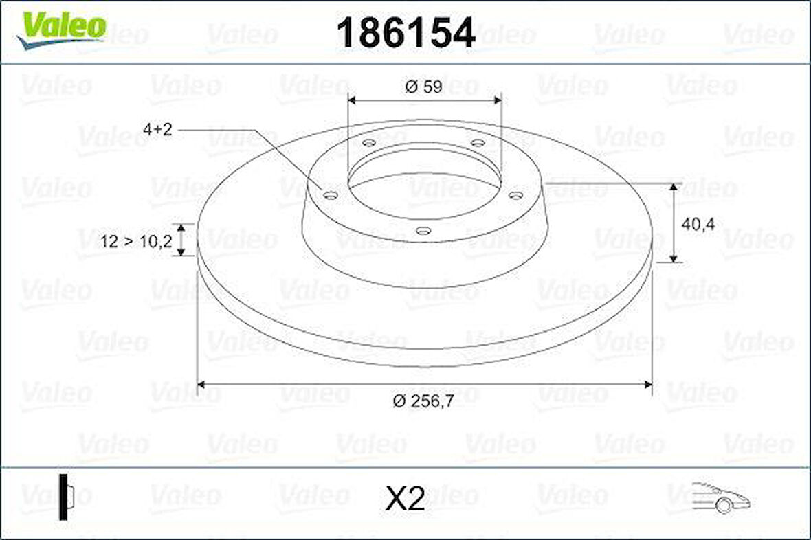 ON FREN DISKI TEMPRA-TIPO-MAREA-BRAVA-BRAVO 96 ALFA ROMEO 145-146 LANCIA DELTA-YPSILON 257x12x4DL