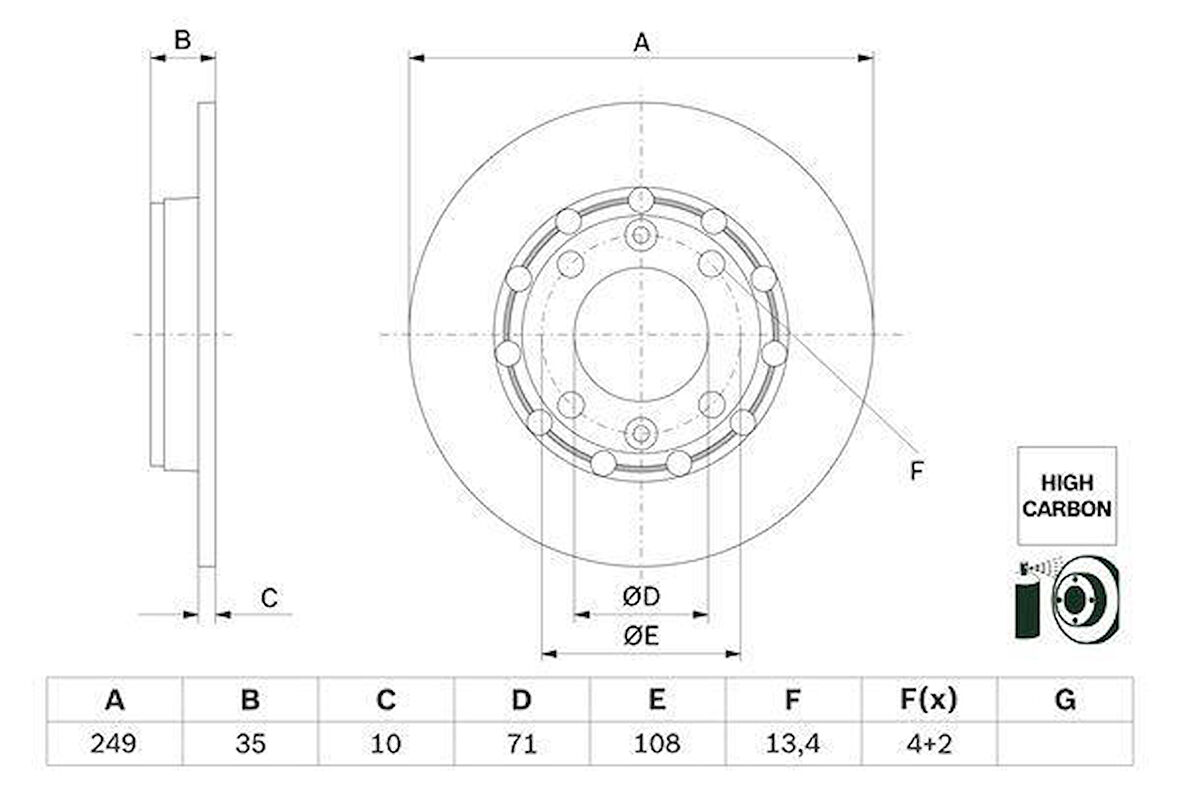 ARKA FREN AYNASI CORSA F 19 MOKKA 20 208 19 2008 19 C4 20 DS3 18 249x35x4DL DOLU