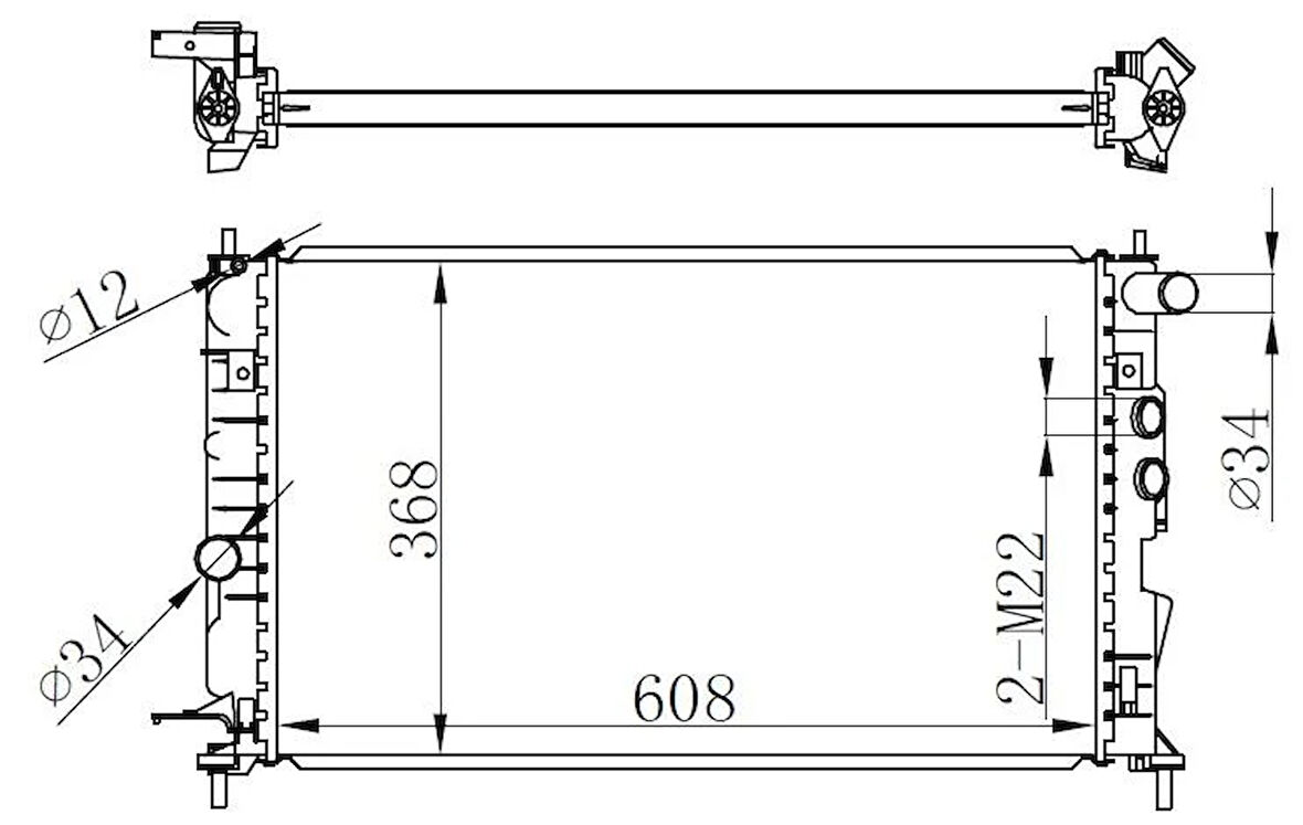 RADYATÖR VECTRA B AC KLİMASIZ MEK BRAZİNG 608x358x26