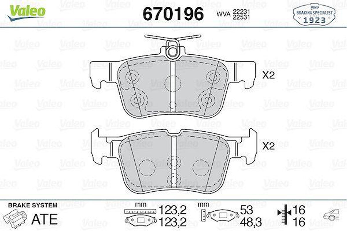 ARKA DİSK FREN BALATASI FORD EDGE 2.0D 08/15-07/18 FORD KUGA 1.5/1.5D/1.6/2.0/2.0D 11/12