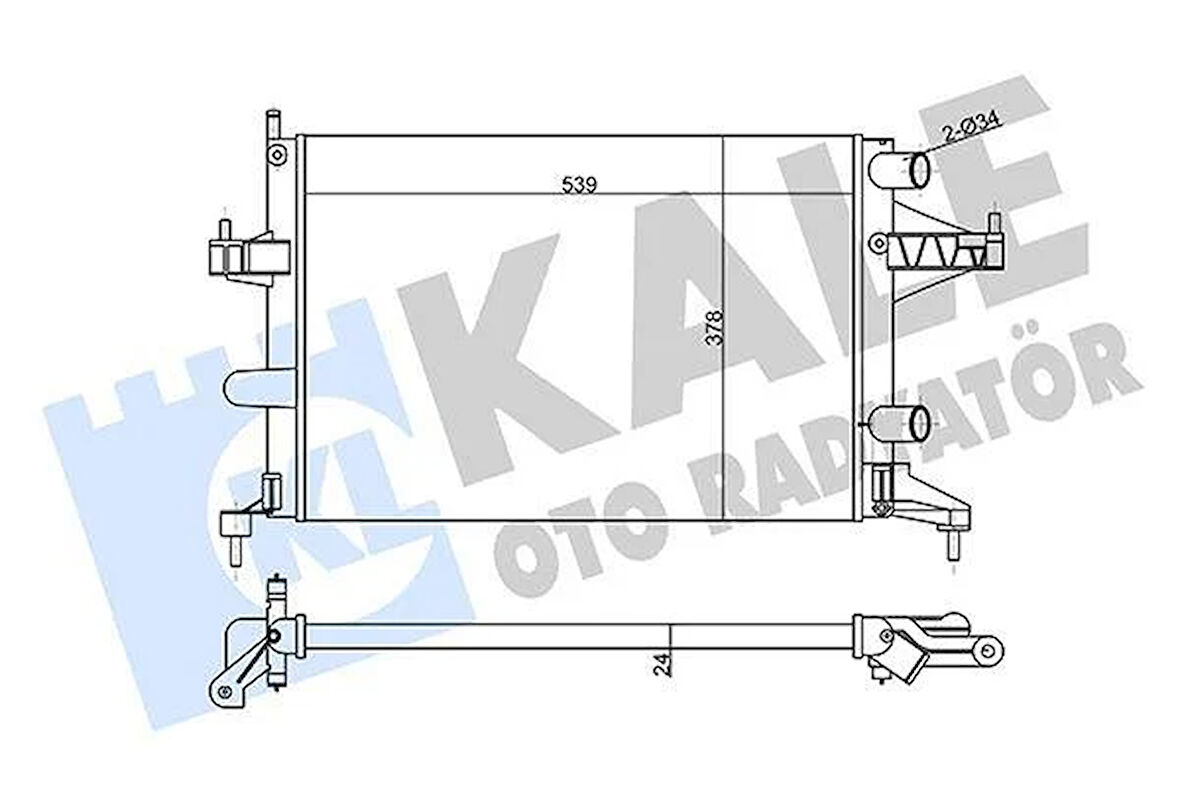 RADYATÖR BRAZING CORSA C-COMBO-TIGRA 1.0-1.2-1.2 16V-1.4-1.4 16V AC KLİMASIZ MEK 539x378x24 1300236-9201955-25555161-24445162