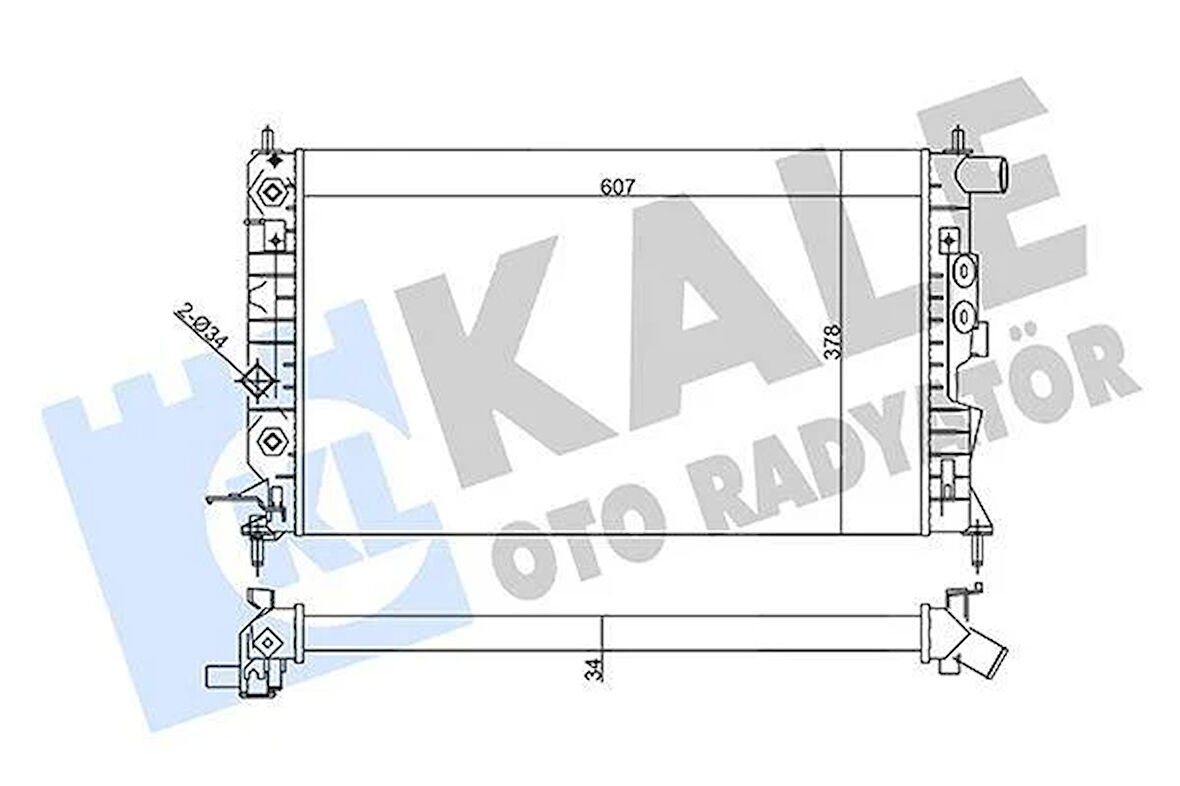 SU RADYATÖRÜ OPEL VECTRA B 1.6I 2.0I 1.6 1.8 2.0 2.2. 16V 95-02 AT AC MEKANİK 607x378x34 1300221-1300240-24402888-52464524-1300159-52479101-52484607-52464573-52479099-1300182-52488059