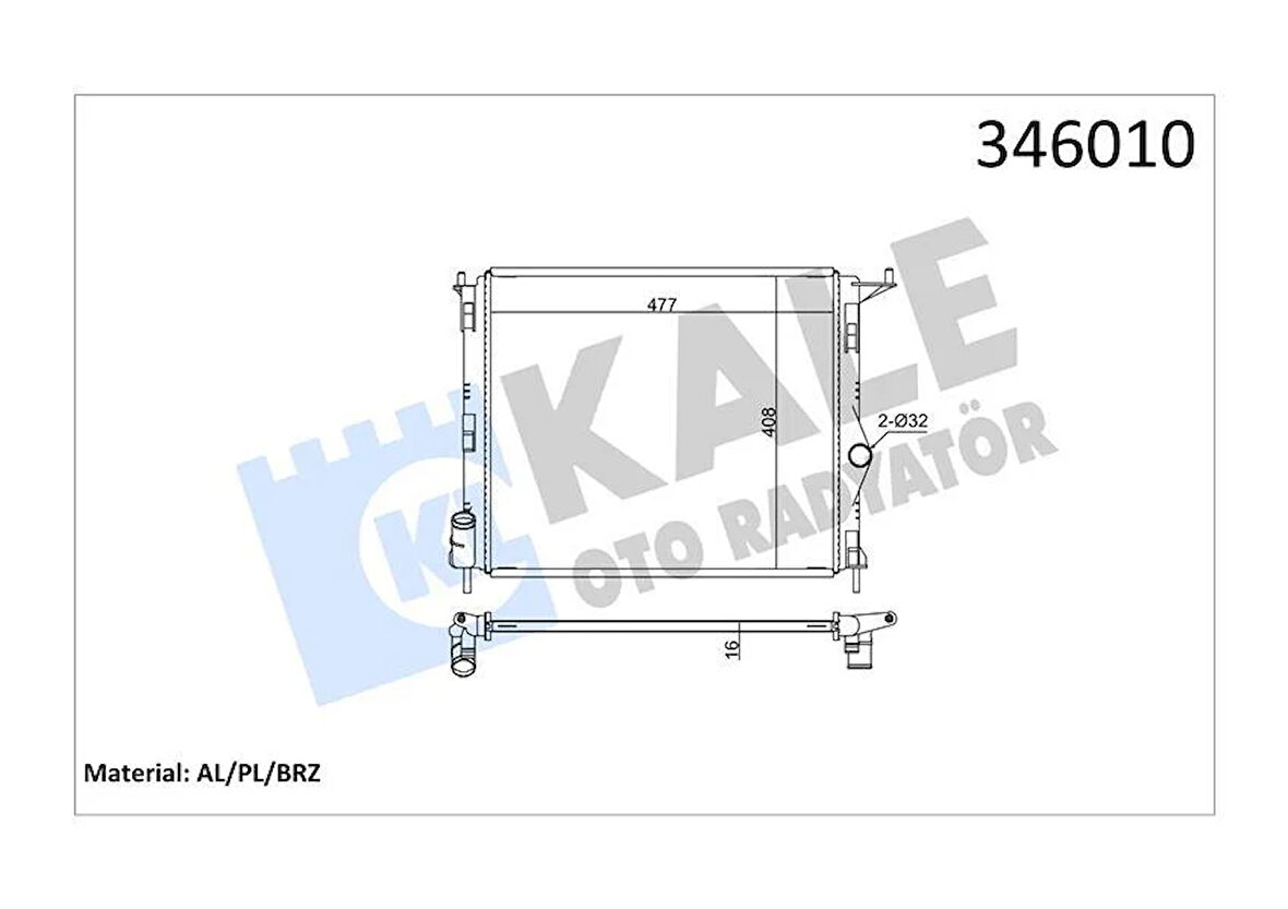 RADYATÖR DACIA LOGAN 1.4-1.6 08 482x408x16 Mek.Şanz. AL/PL/BRZ