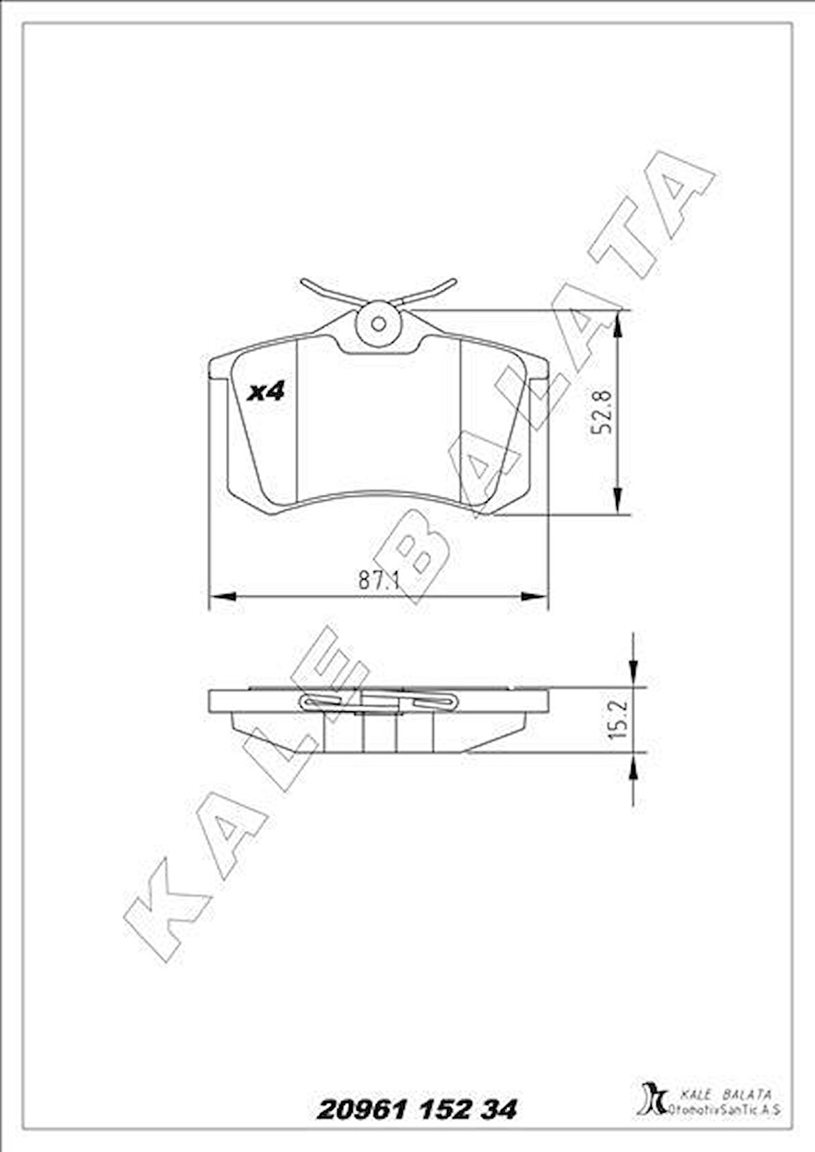 ARKA BALATA MGN II-LGN-GOLF III-IV-PASSAT III-POLO-C3-C4-P307-AUDI A3-A4 87x52.9x15mm