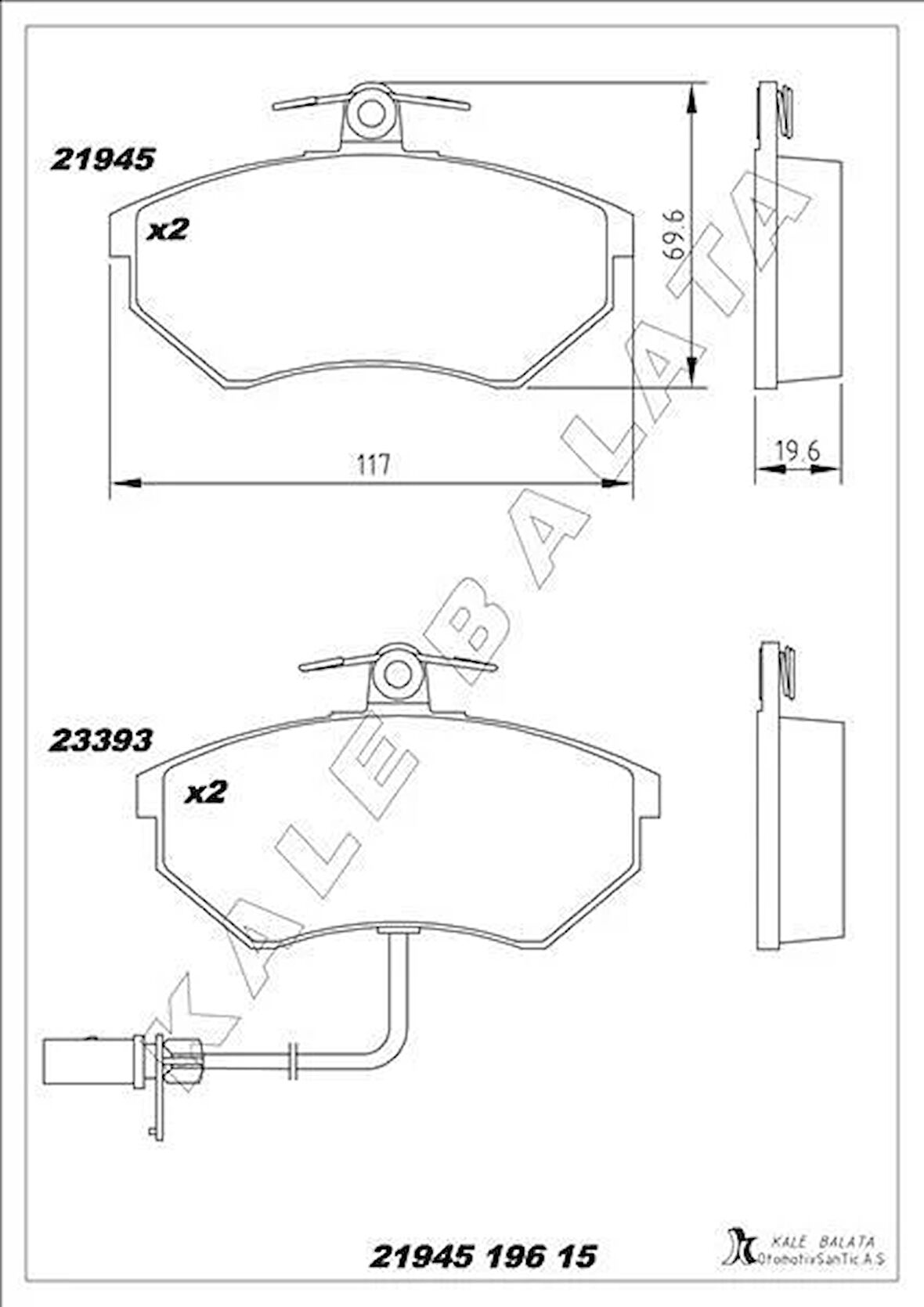 ÖN BALATA FİŞLİ KÜÇÜK TİP PASSAT-A4 97-04 GDB1366