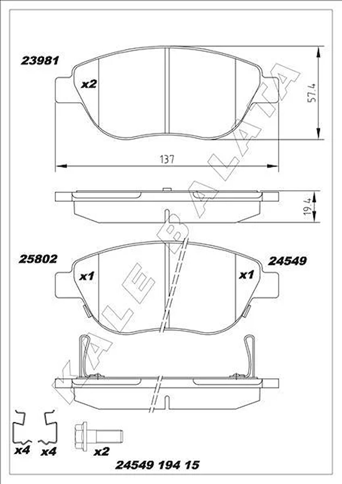 ÖN BALATA CORSA D BÜYÜK TİP 1.3 CDTI 07/06 FIAT 500L 12 0.9T 1.4 1.3D MTJ 1.6D MTJ