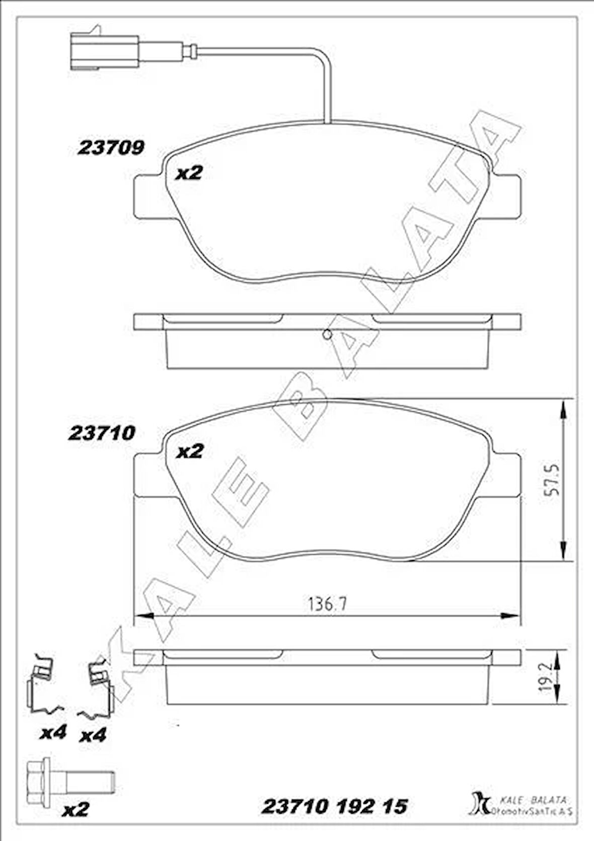 ÖN FREN BALATASI OPEL COMBO D 12 PUNTO EVO 1.3-1.4-1.6D MTJ 09 500-500C 1.3DMJ 10 GRANDE PUNTO 1.6DMTJ 09