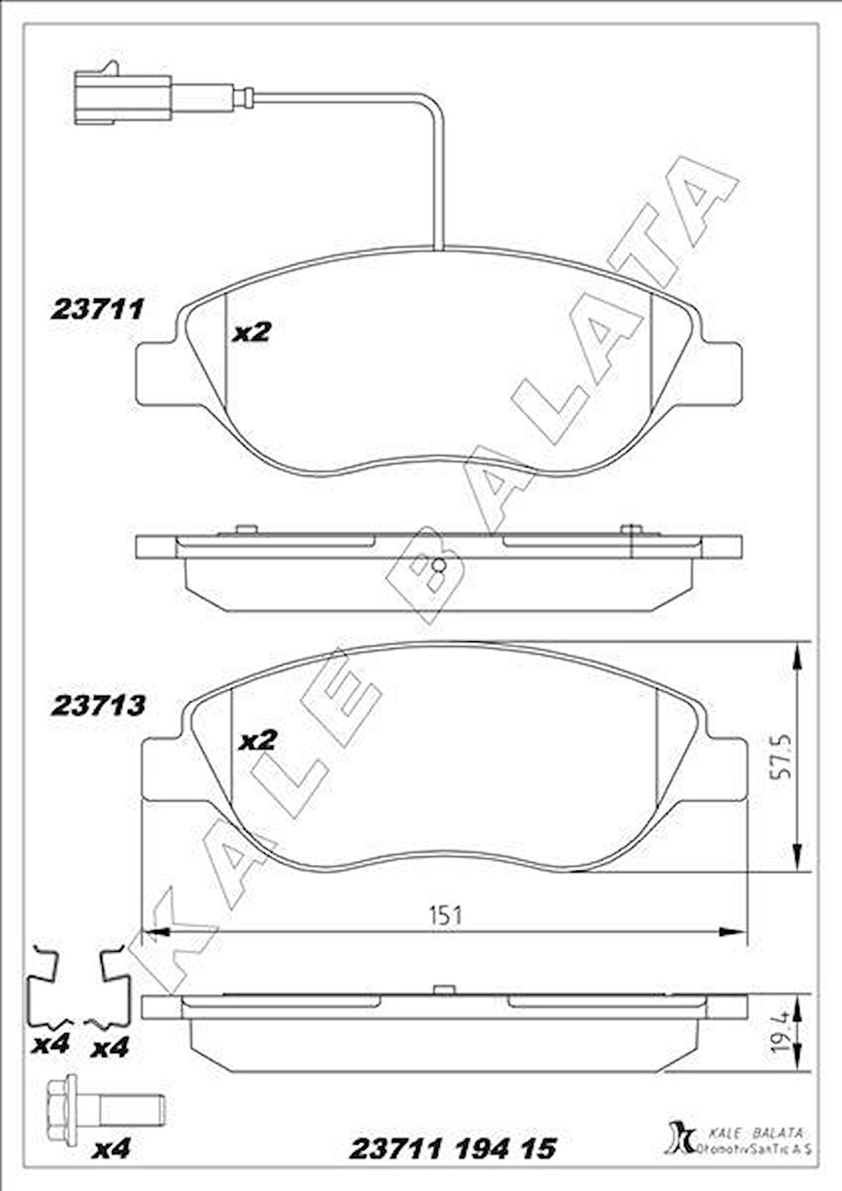 ÖN FREN BALATASI FİŞLİ FIAT BRAVO II 08 14 EGEA HB 15 ALFA ROMEO MITO 08 15 LANCIA DELTA III 08 1