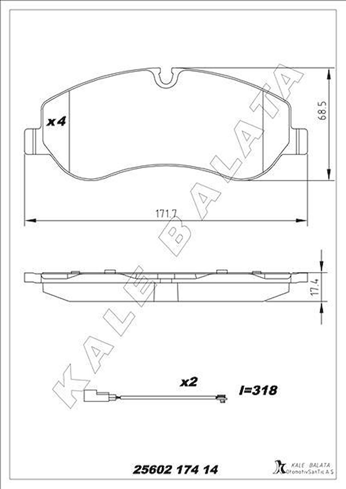 ÖN BALATA FORD TRANSIT V363 14 -TRANSIT CUSTOM 2.2 TDCI 12 KABLOLU