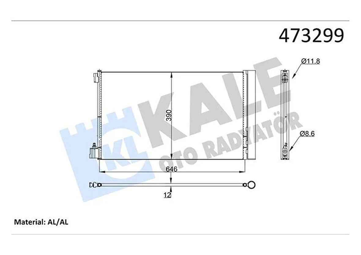 KONDENSER OPEL INSIGNIA-CHEVROLET MALIBU-SAAB 9-5 1.6I 2.0CDTI 08 KURUTUCU İLE BRAZING AL-AL 647 X382X12 KLİMA RADYATÖRÜ