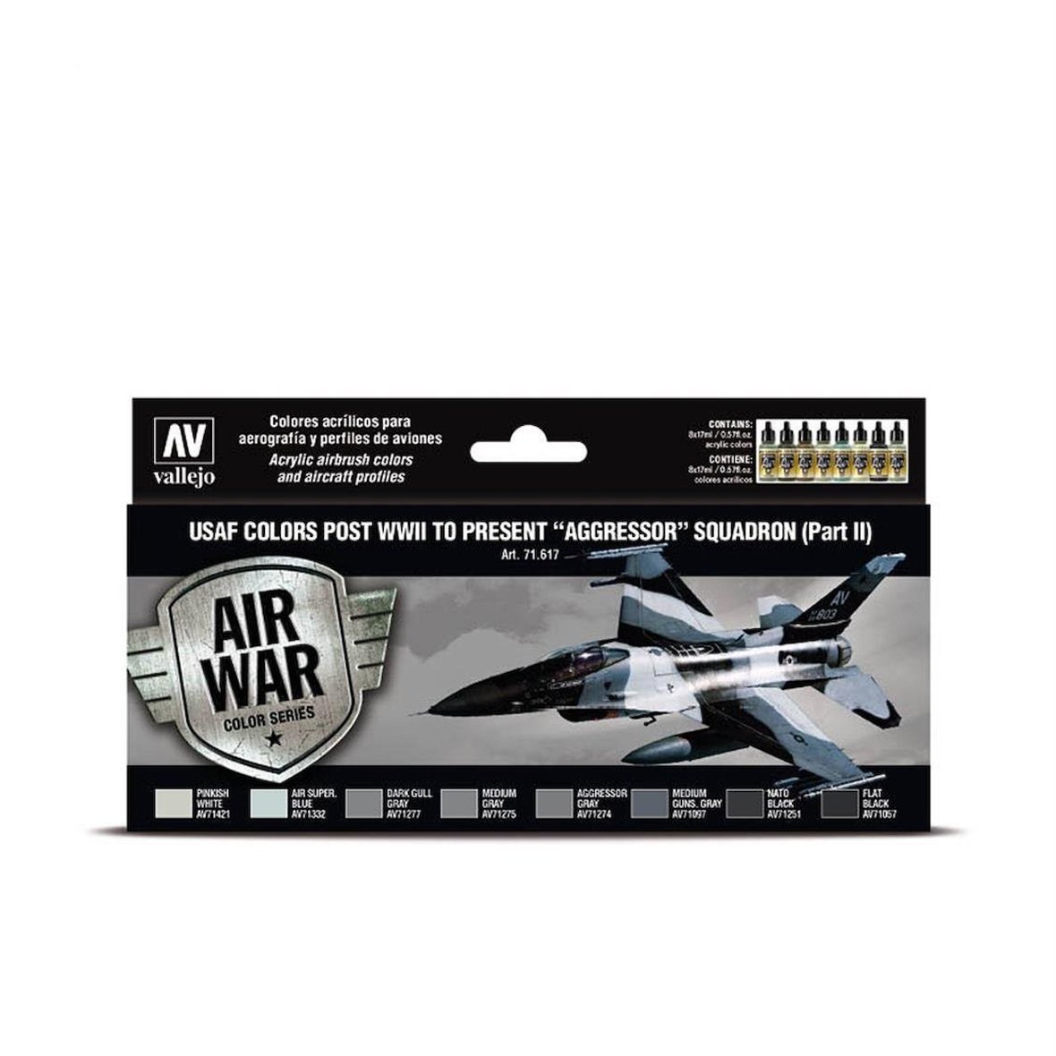 Vallejo 71617 8x18 ml. USAF Colors post WWII to present Aggressor Squadron Part II, Model Air Serisi Model Boyası Seti