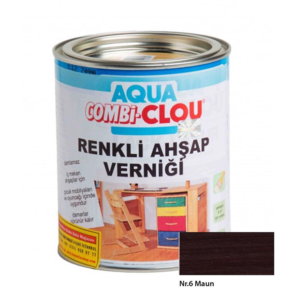 Su Bazlı Vernikler 750mlL17 Nr:06 Maun Su Bazlı Renkli A.Verniği 750ml