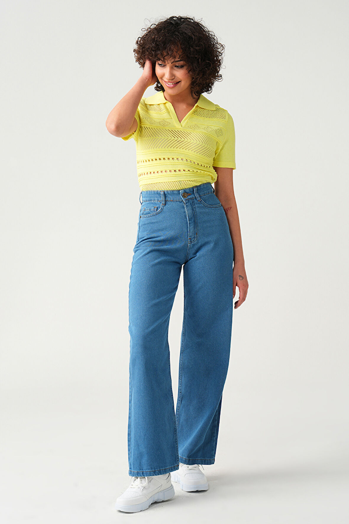 Kadın Yüksek Bel Wide Leg Jean