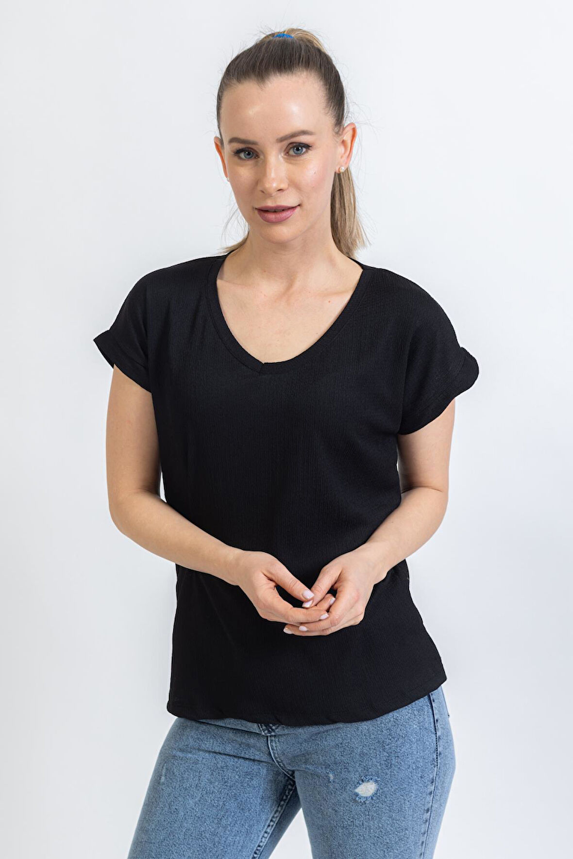 Kadın V Yaka Raşel T-Shirt