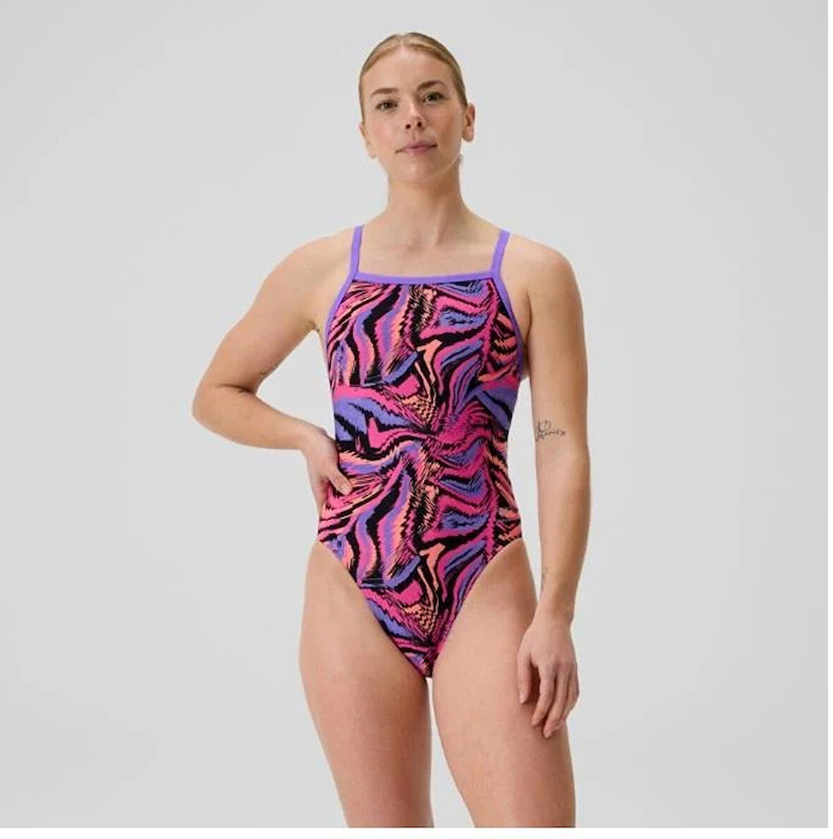 Speedo Printed Turnback Kadın Yüzücü Mayosu