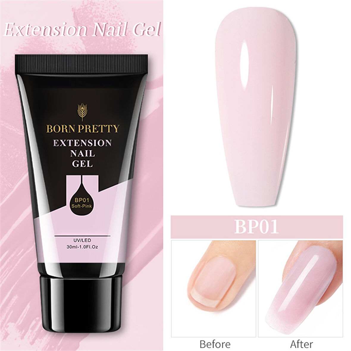 Born Pretty Tırnak Uzatma Poly Jel Soft Pembe (50050-1)