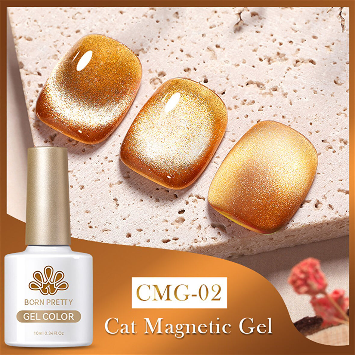 Born Pretty10 ml Jelly Amber Serisi Kedi Gözü Kalıcı oje CMG-02 (55832)