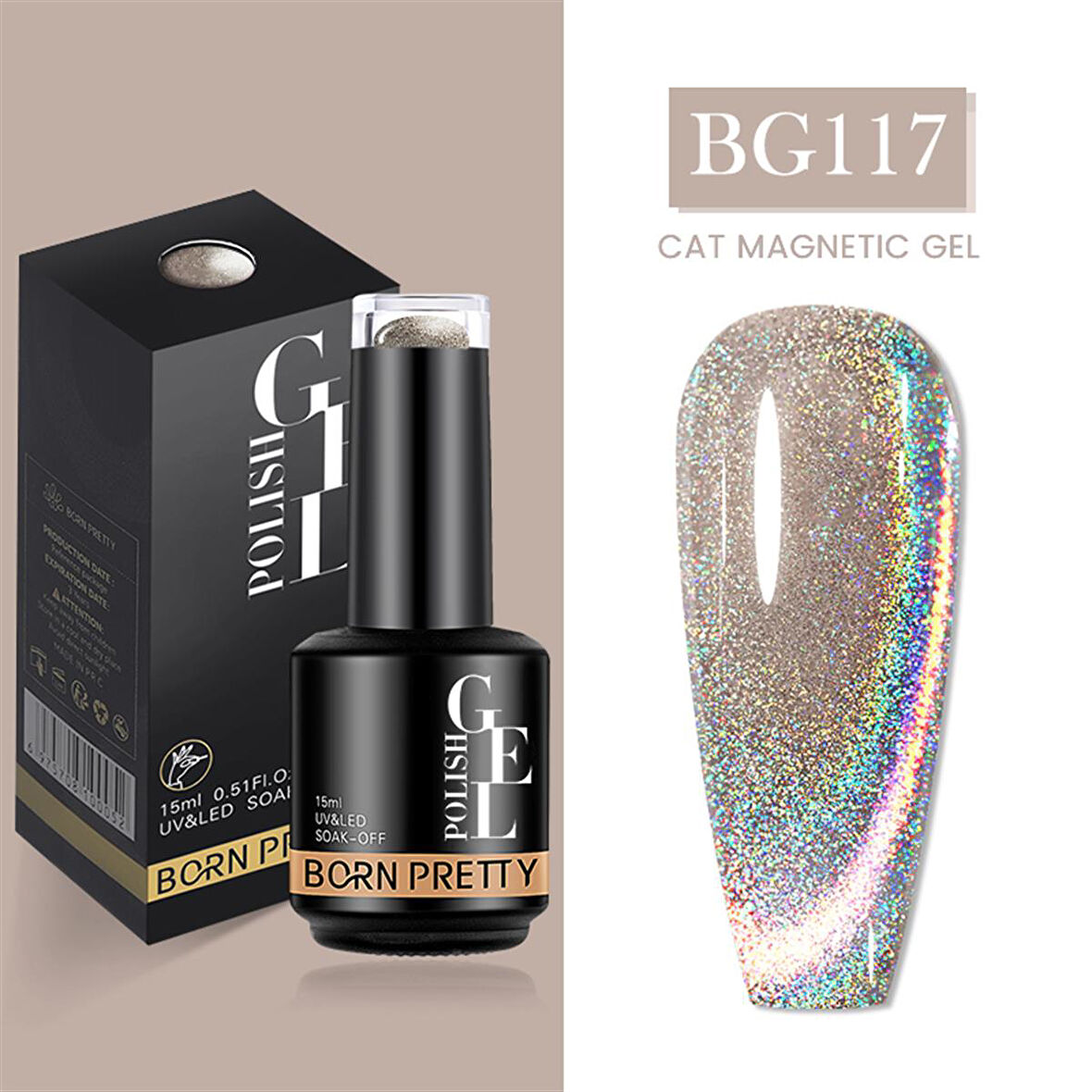 Born Pretty 15 ml Kedi Gözü kalıcı oje BG117 (55933)