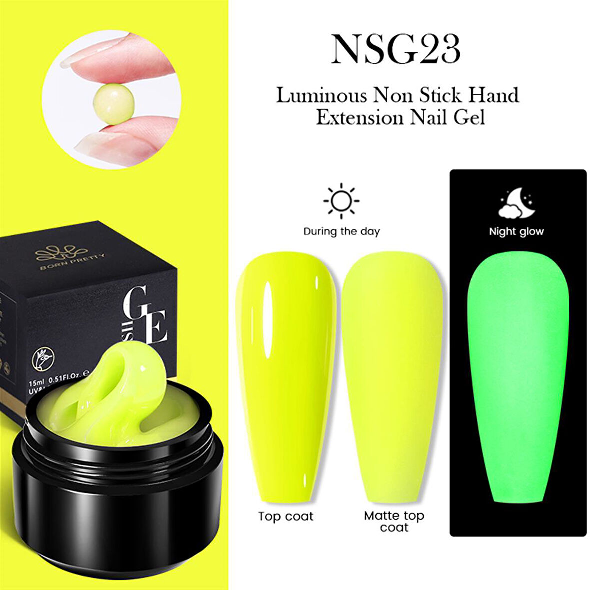 Born Pretty Luminous-Fosforlu Non stick  Extension Gel NSG23 (56032)