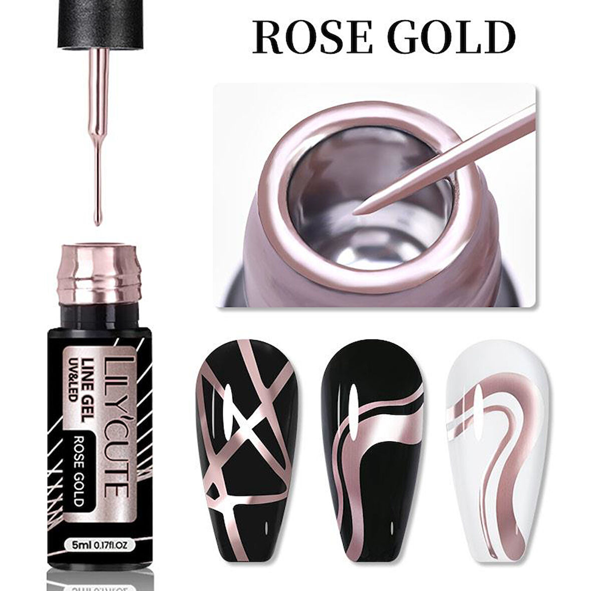 Lily Cute Metalik Nail art çizim ojesi ROSE GOLD (56567)