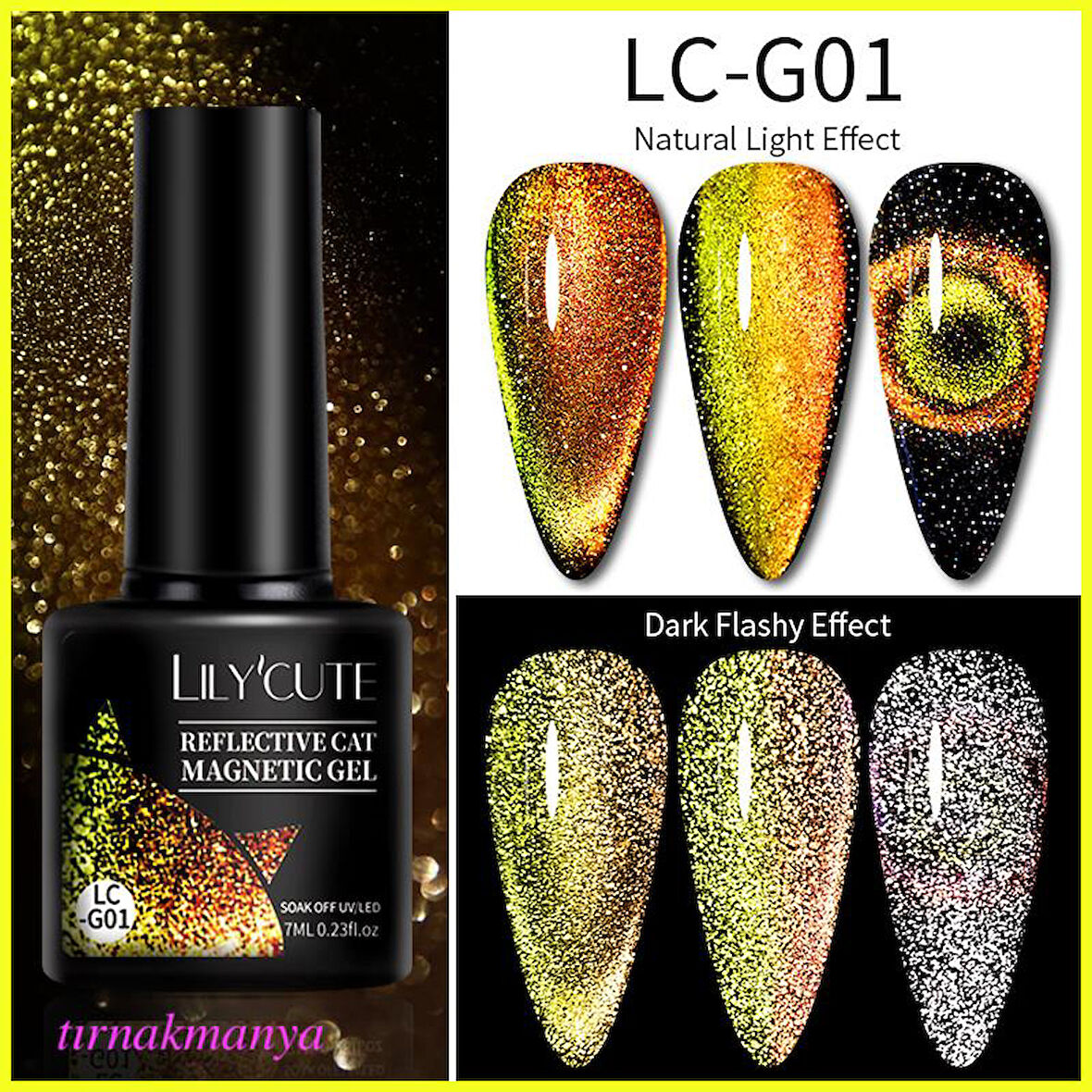 LILYCUTE 7ml 9D Reflective Cat Magnetic Kalıcı oje LC-G01 (53895)