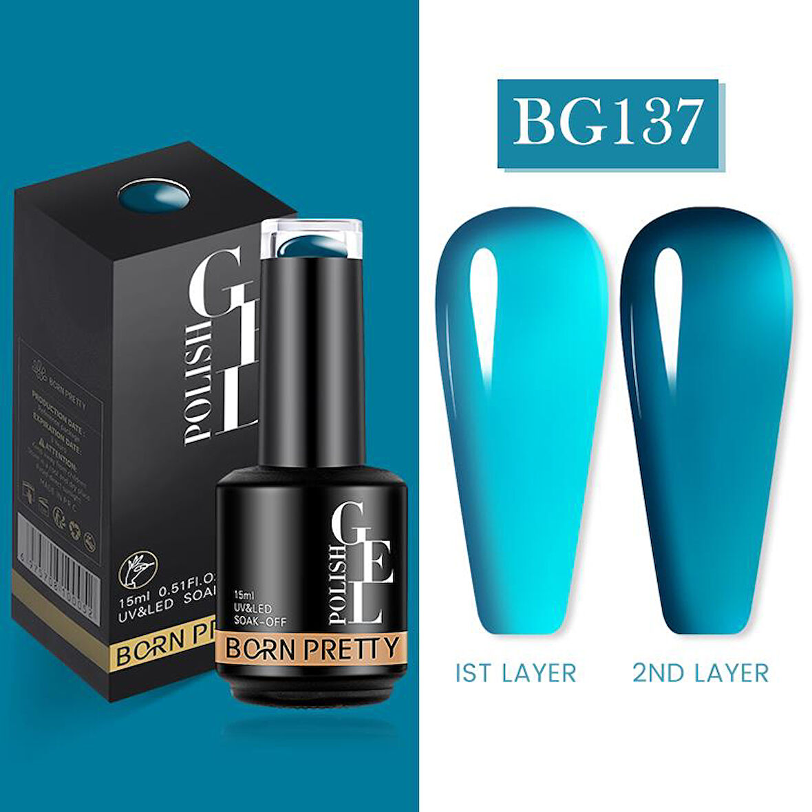 BORN PRETTY 15ml Semi Permanent Vitray Kalıcı oje BG137 (56759)