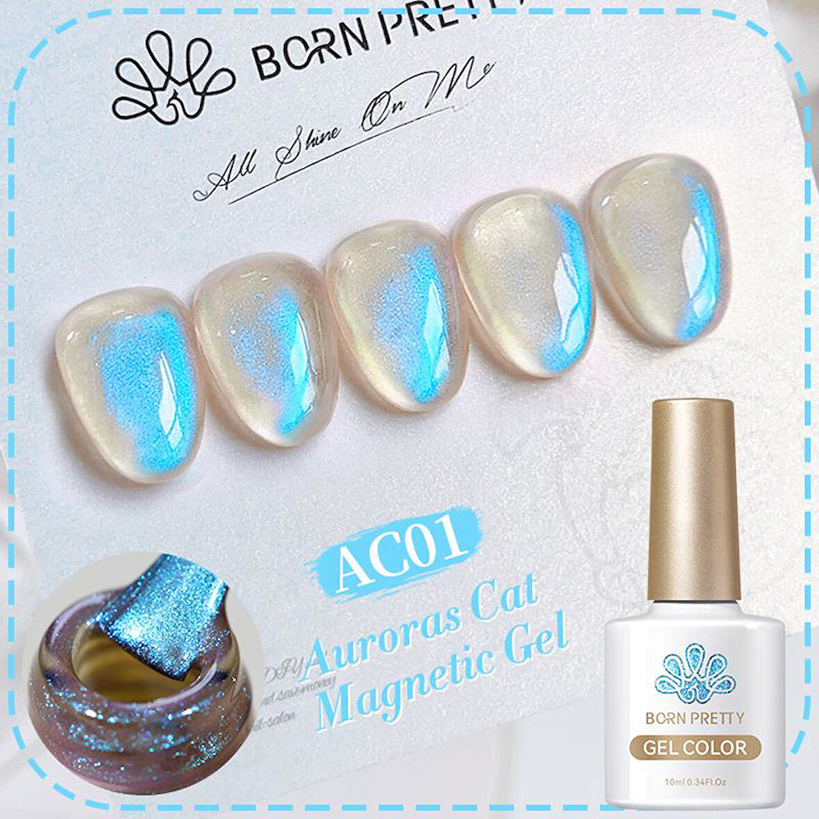 BORN PRETTY 10ml Aurora Cat Magnetic KALICI Oje AC01 (59222)