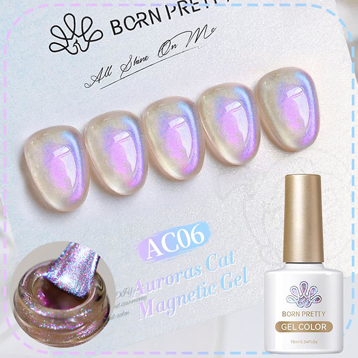 BORN PRETTY 10ml Aurora Cat Magnetic KALICI Oje AC06 (59222)