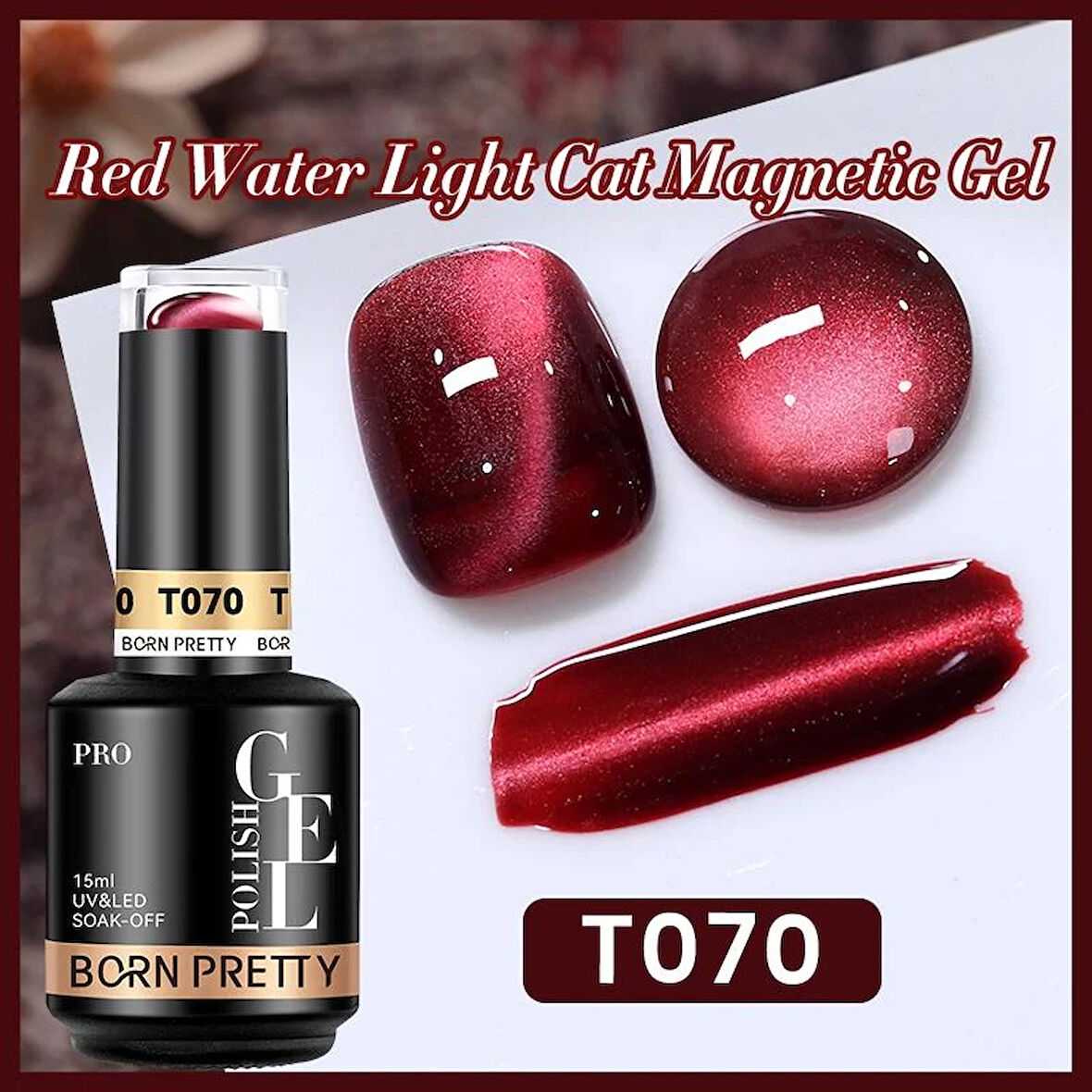 BORN PRETTY 15ml Hema Free Red Cat Magnetic Kalıcı oje T70 (60219)