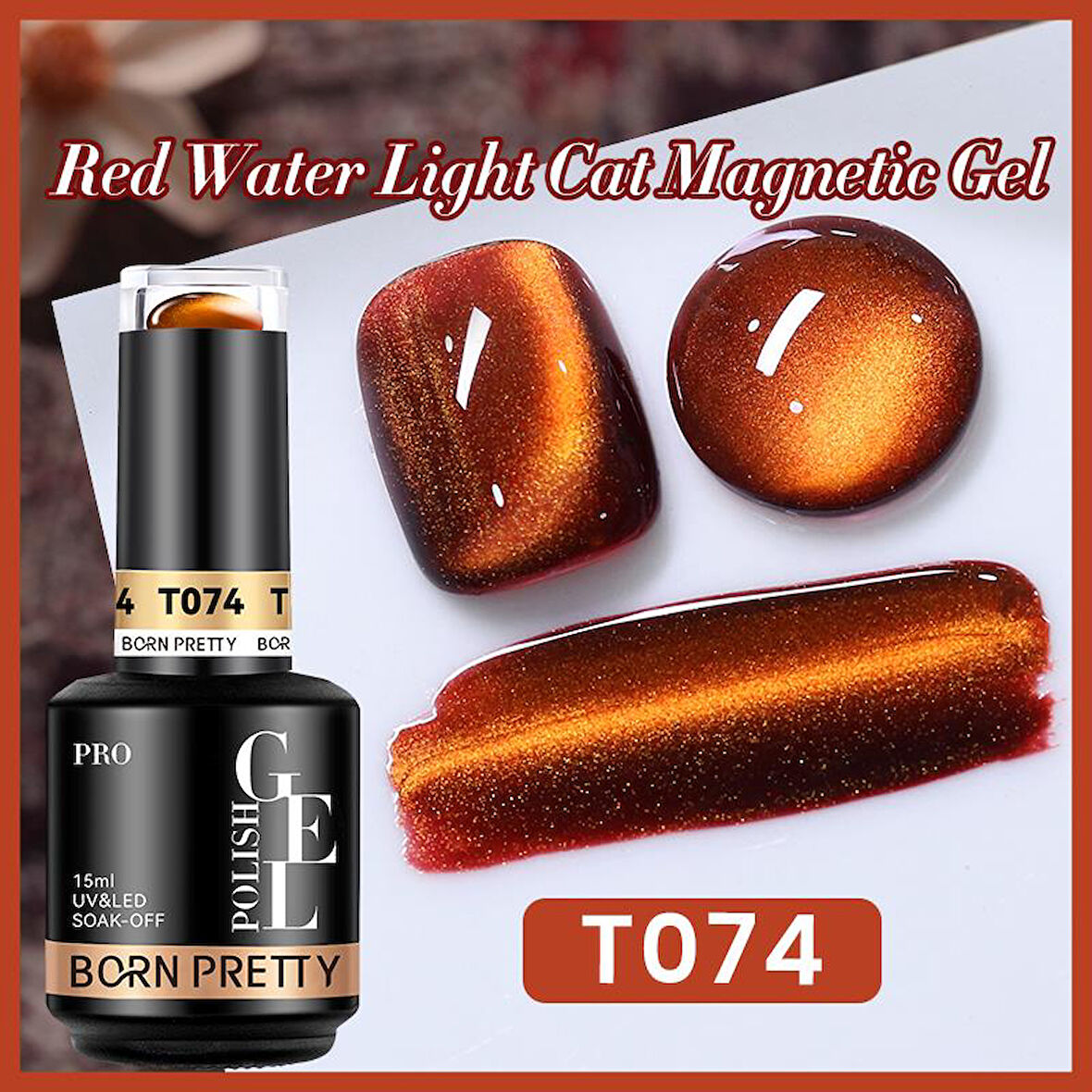 BORN PRETTY 15ml Hema Free Red Cat Magnetic Kalıcı oje T74 (60219)