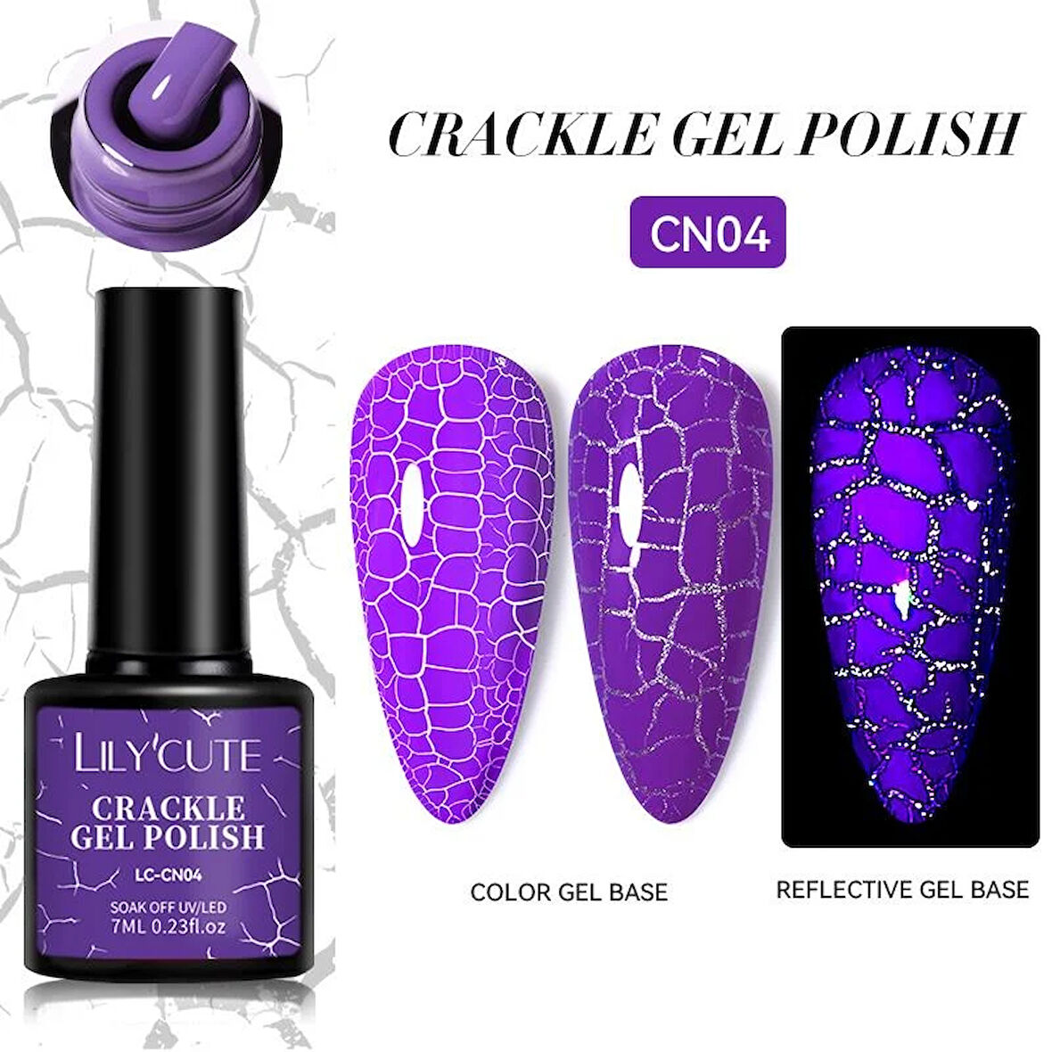 LILYCUTE 7ml Çatlayan oje (Crackle Gel Polish) CN04 (60082)