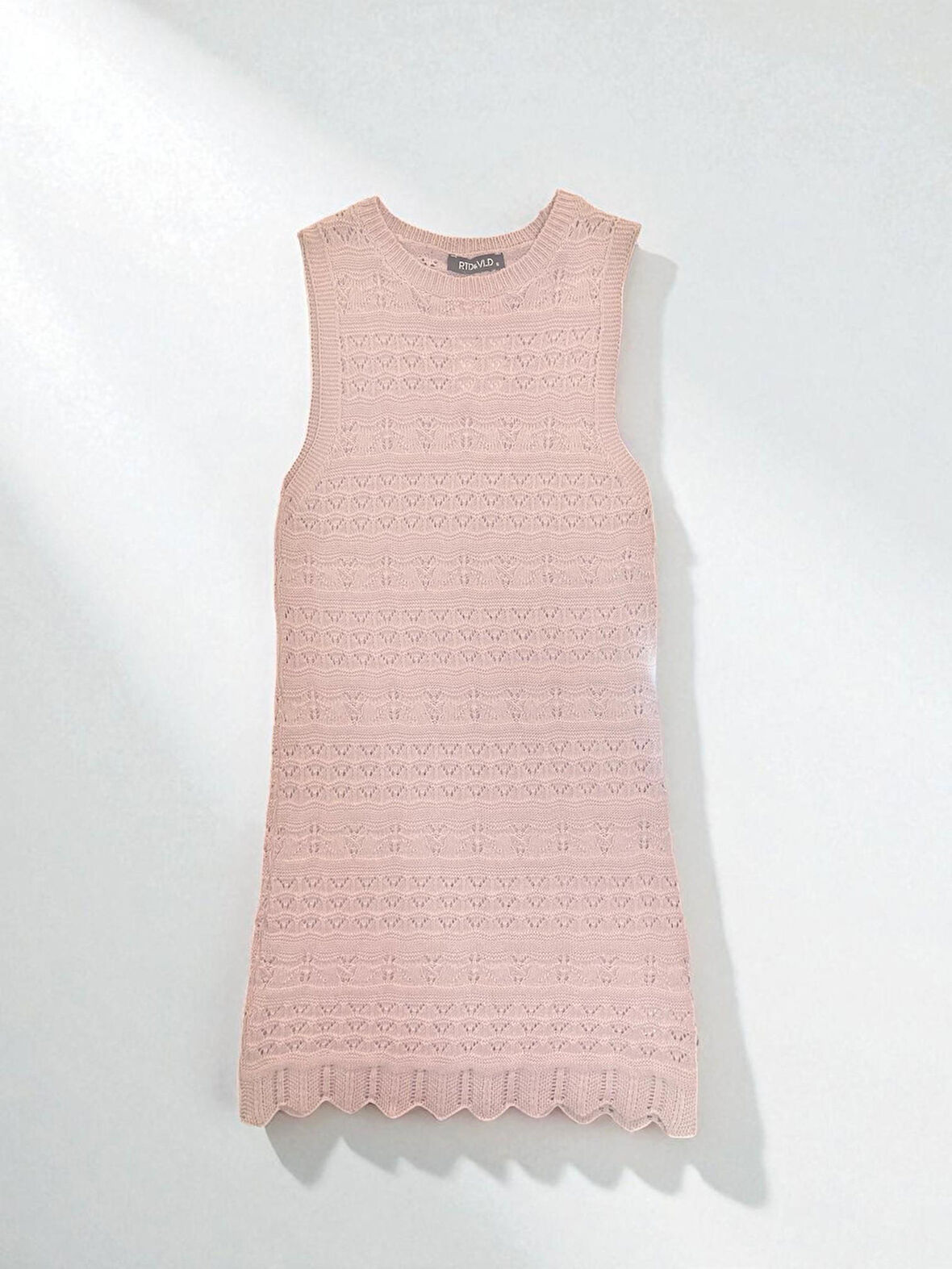 RTD&VLD Kadın Vita-194  Bisiklet Yaka Ajurlu Triko Elbise Pembe