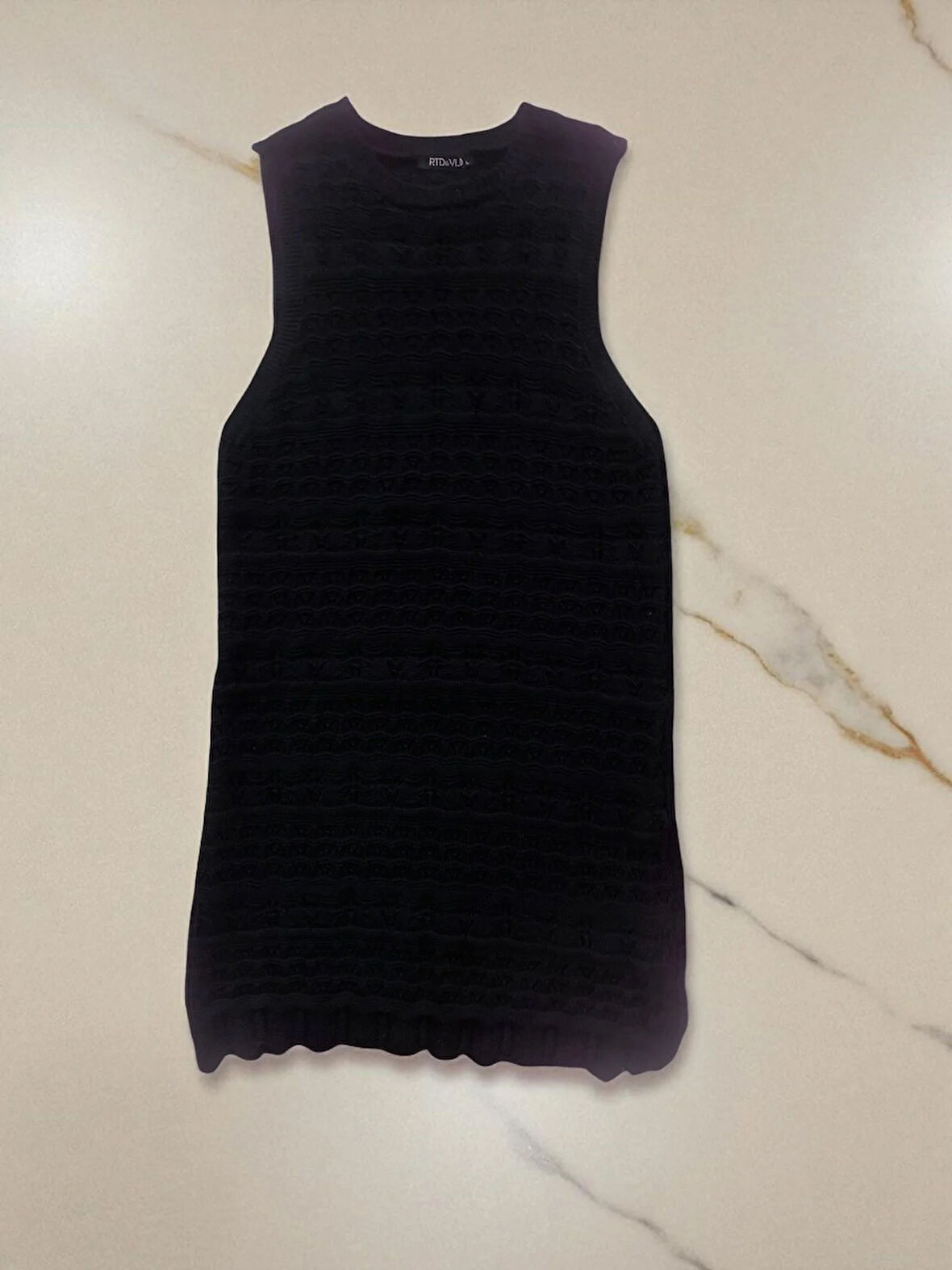 RTD&VLD Kadın Vita-194  Bisiklet Yaka Ajurlu Triko Elbise Siyah