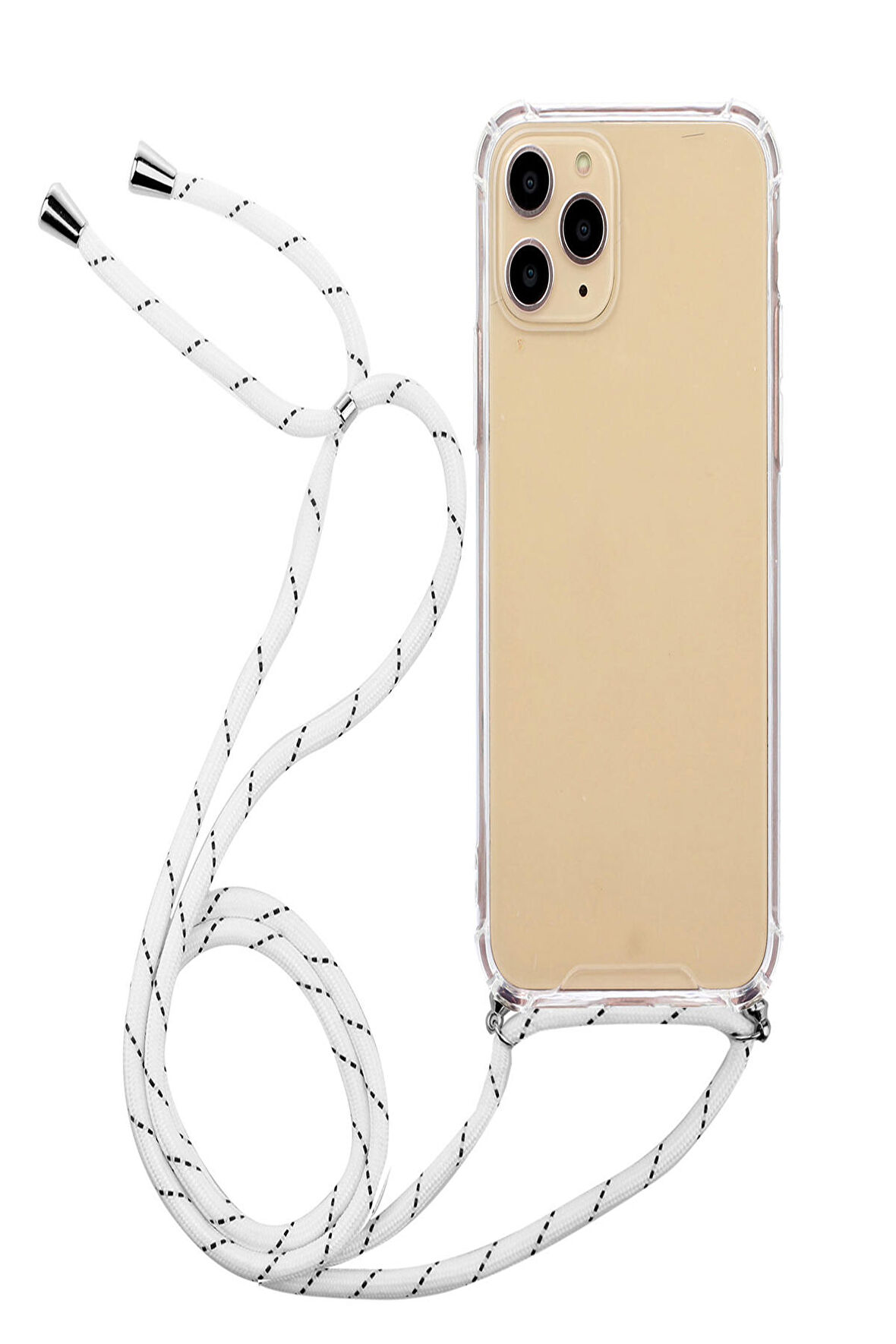 Apple iphone 11 PRO MAX (6.5 inç) Şeffaf Boyun Askılı İpli Kordonlu Sert Şeffaf Silikon Kılıf