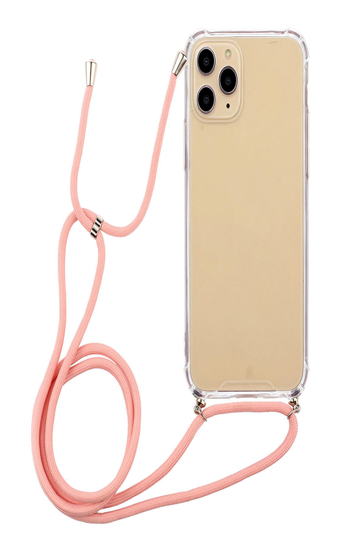 Apple iphone 11 PRO MAX (6.5 inç) Şeffaf Boyun Askılı İpli Kordonlu Sert Şeffaf Silikon Kılıf