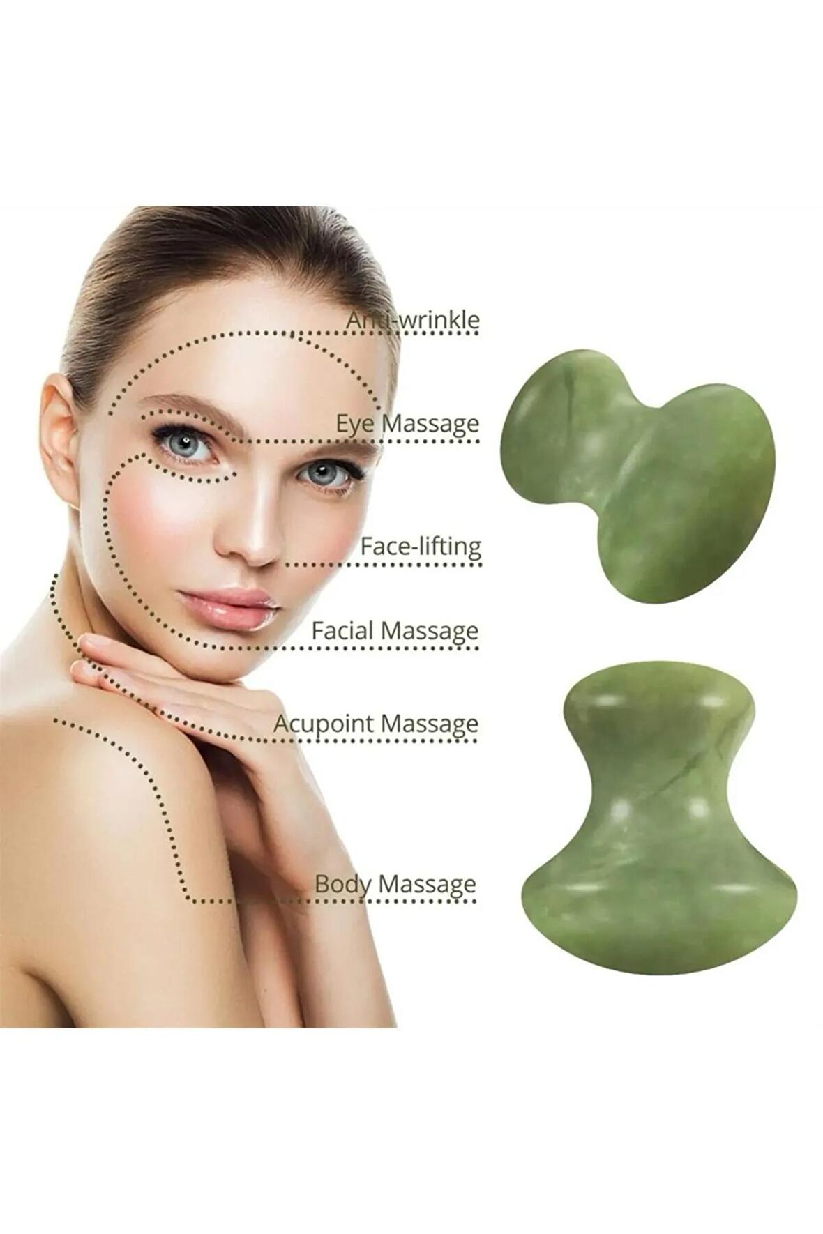 Yeşim Doğal Taş Mantar Gua Sha Masaj Taşı