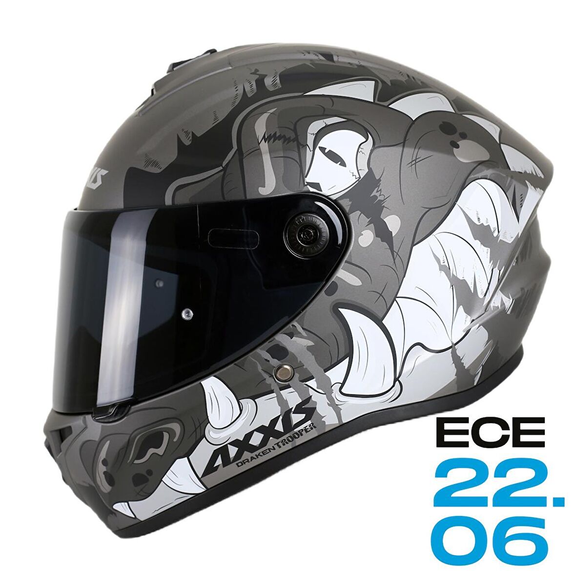 Axxıs Draken S Trooper D2 Motosiklet Kask L (Siyah Vizör Hediyeli)